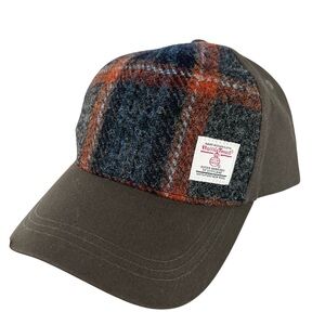 Glen Appin Harris Tweed Front Baseball Cap  Brown Grey Wool Plaid Unisex